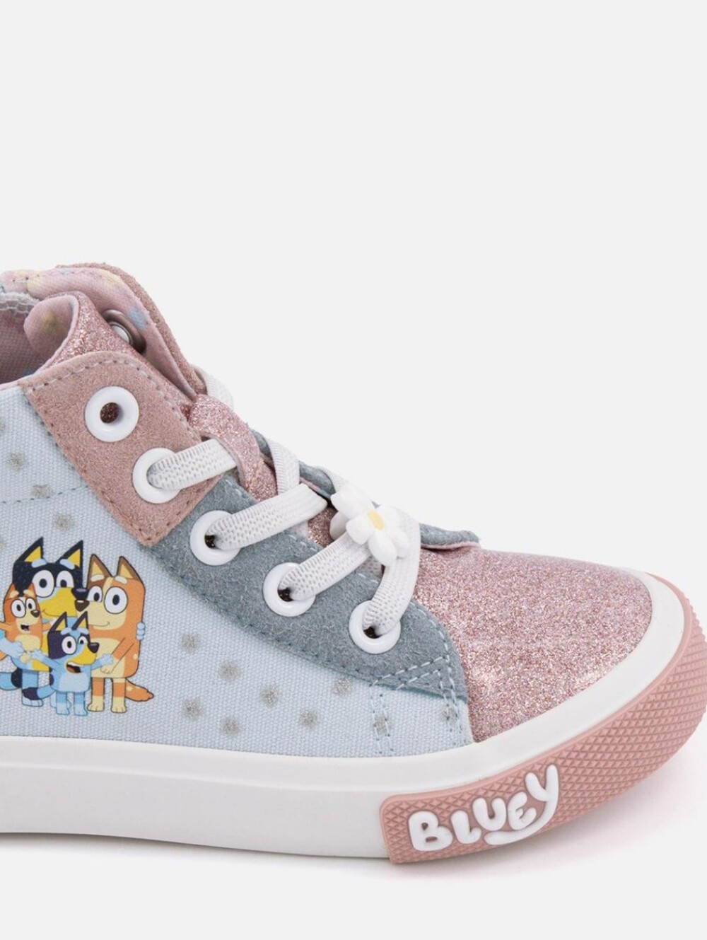 Kids Pink Glitter High-Top Bluey Sneakers